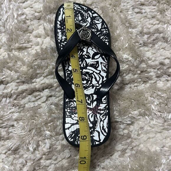Brighton Malibu Black/White Rose Print Wedge Sandals Women’s Sz 7 - Picture 10 of 11
